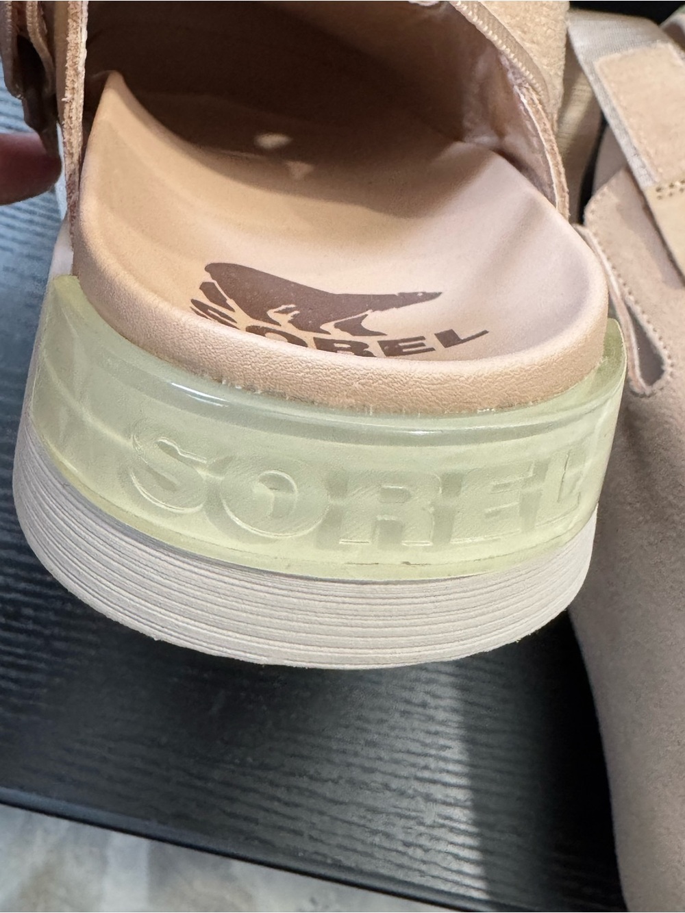 Sorel Taupe Suede Slingback Clog Mule with Contrasting Gum Sole - Picture 4 of 5